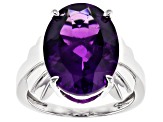 Purple Amethyst Rhodium Over Sterling Silver Ring 7.82ct