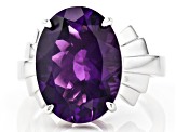 Purple Amethyst Rhodium Over Sterling Silver Ring 7.82ct