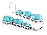 Blue Composite Turquoise Rhodium Over Sterling Silver 3-Stone Dangle Earrings