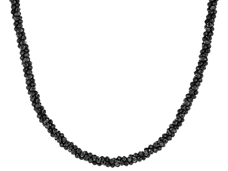 Black spinel rhodium over sterling silver twisted necklace