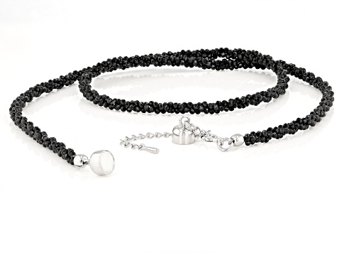 Black spinel rhodium over sterling silver twisted necklace