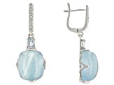 Blue Aquamarine Rhodium Over Sterling Silver Earrings 0.61ctw