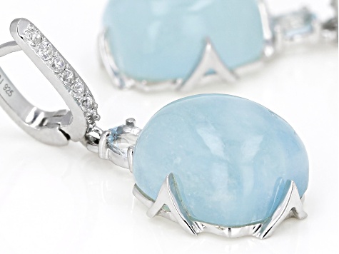 Blue Aquamarine Rhodium Over Sterling Silver Earrings 0.61ctw