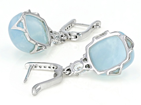 Blue Aquamarine Rhodium Over Sterling Silver Earrings 0.61ctw