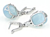 Blue Aquamarine Rhodium Over Sterling Silver Earrings 0.61ctw