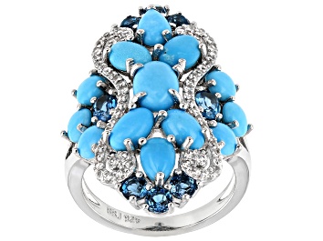 Picture of Blue Sleeping Beauty Turquoise Rhodium Over Silver Ring 1.54ctw