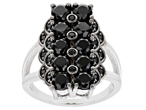 Black Spinel Rhodium Over Sterling Silver Ring 2.55ctw