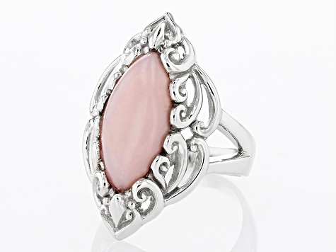 Pink Opal Rhodium Over Silver Ring