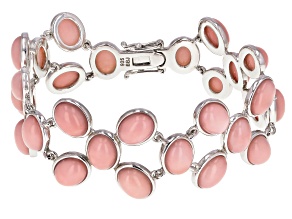 Pink Opal Rhodium Over Sterling Silver Bracelet