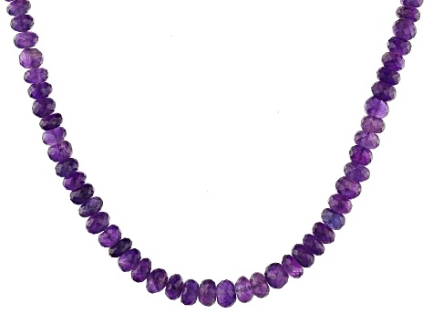 Purple Amethyst Rhodium Over Sterling Silver Graduated Necklace