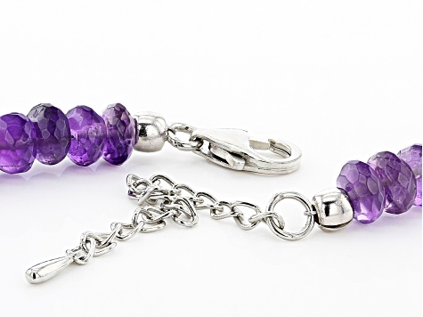 Purple Amethyst Rhodium Over Sterling Silver Graduated Necklace