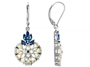 White Ethiopian Opal Rhodium Over Silver Dangle Earrings 3.19ctw