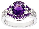 Purple Amethyst Rhodium Over Sterling Silver Ring 1.92ctw