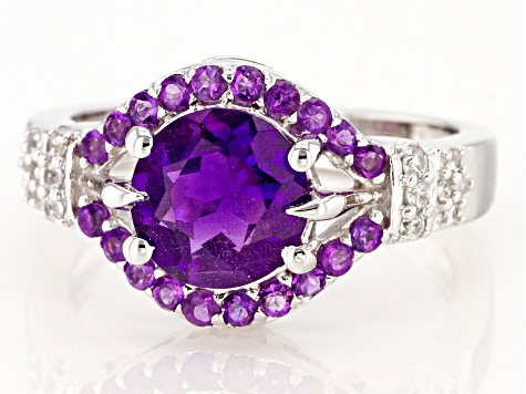 Purple Amethyst Rhodium Over Sterling Silver Ring 1.92ctw