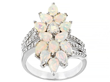 Picture of Multi-color Opal  Rhodium Over Sterling Silver Ring 1.81ctw