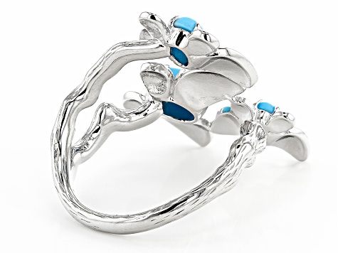 Blue Sleeping Beauty Turquoise Rhodium Over Silver Bypass Ring