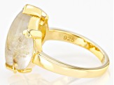 Golden Rutilated Quartz 18k Yellow Gold Over Silver 3-Stone Ring 6.48ctw
