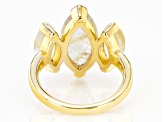 Golden Rutilated Quartz 18k Yellow Gold Over Silver 3-Stone Ring 6.48ctw