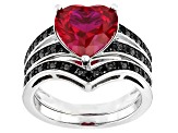 Red Lab Created Ruby Rhodium Over Silver Ring 3.48ctw