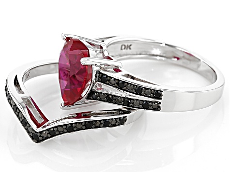 Red Lab Created Ruby Rhodium Over Silver Ring 3.48ctw