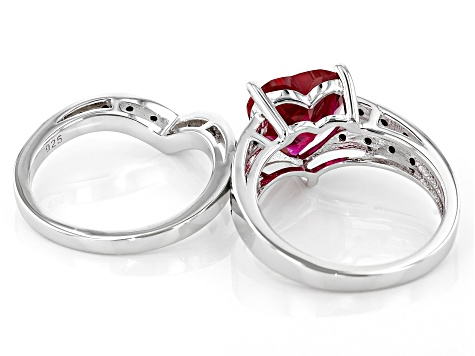 Red Lab Created Ruby Rhodium Over Silver Ring 3.48ctw