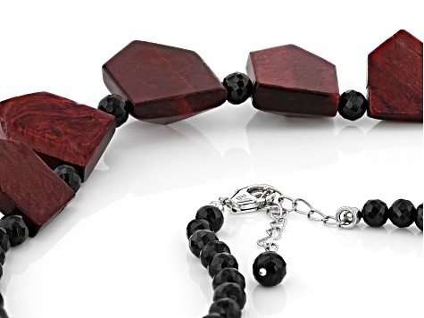 Pink Tiger Eye Rhodium Over Sterling Silver Graduated Necklace