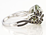 Green Prasiolite with Rhodium Over Sterling Silver Ring 6.89ctw