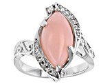 Pink Opal Rhodium Over Sterling Silver Ring .18ctw