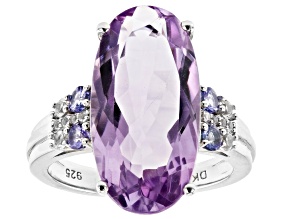 Lavender Amethyst Rhodium Over Sterling Silver Ring 8.17ctw