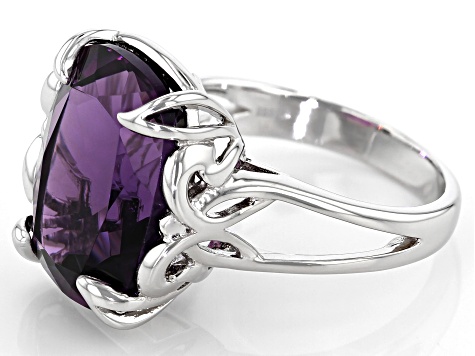 Purple Amethyst Rhodium Over Silver Ring 7.92ct