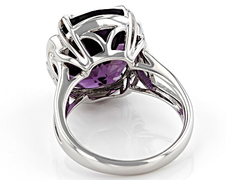 Purple Amethyst Rhodium Over Silver Ring 7.92ct