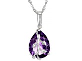 Purple African Amethyst Rhodium Over Silver Pendant With Chain 7.10ct