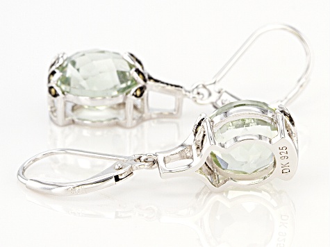 Green Prasiolite Rhodium Over Sterling Silver Earrings 6.56