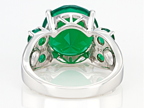 Green Onyx Rhodium Over Sterling Silver Ring