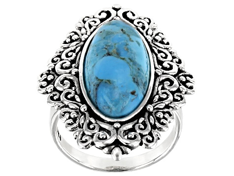 Blue Turquoise Sterling Silver Solitaire Ring