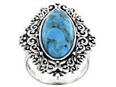 Blue Turquoise Sterling Silver Solitaire Ring