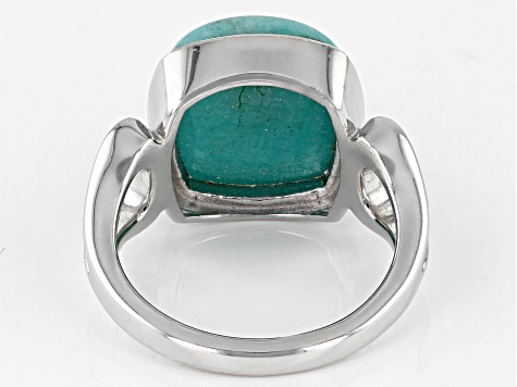 Blue Amazonite Rhodium Over Sterling Silver Solitaire Ring