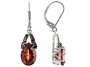 Picture of Red Labradorite Rhodium Over Sterling Silver Earring 4.07ctw