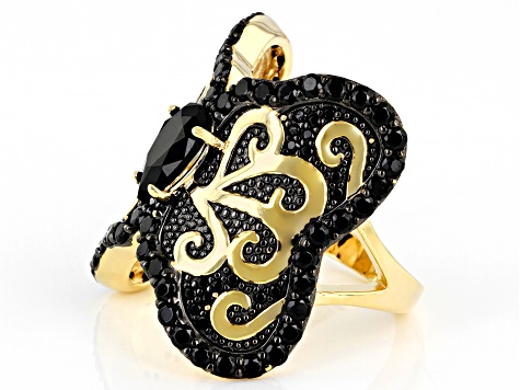 Black Spinel 18k Yellow Gold Over Sterling Silver Ring 2.67ctw