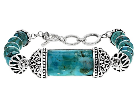 Blue Turquoise Sterling Silver Bracelet - AKH167B | JTV.com