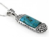 Blue Turquoise Sterling Silver Solitaire Pendant With Chain