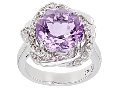 Lavender Amethyst Rhodium Over Silver Ring 5.96ctw