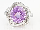 Lavender Amethyst Rhodium Over Silver Ring 5.96ctw