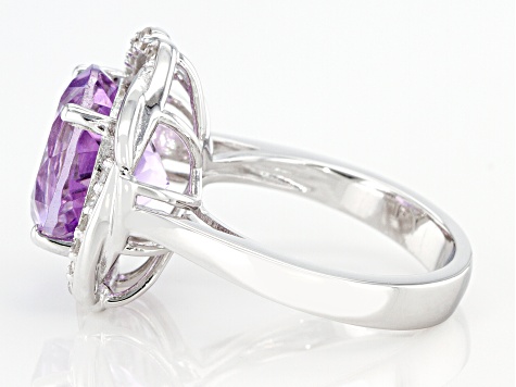 Lavender Amethyst Rhodium Over Silver Ring 5.96ctw