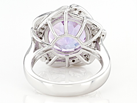 Lavender Amethyst Rhodium Over Silver Ring 5.96ctw