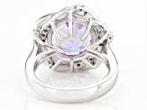 Lavender Amethyst Rhodium Over Silver Ring 5.96ctw