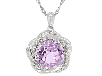 Picture of Lavender Amethyst Rhodium Over Silver Pendant With Chain 6.01ctw