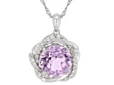 Lavender Amethyst Rhodium Over Silver Pendant With Chain 6.01ctw