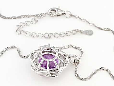 Lavender Amethyst Rhodium Over Silver Pendant With Chain 6.01ctw
