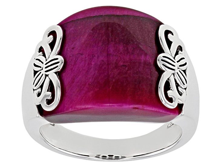 Pink Tiger's Eye Sterling Silver Solitaire Ring